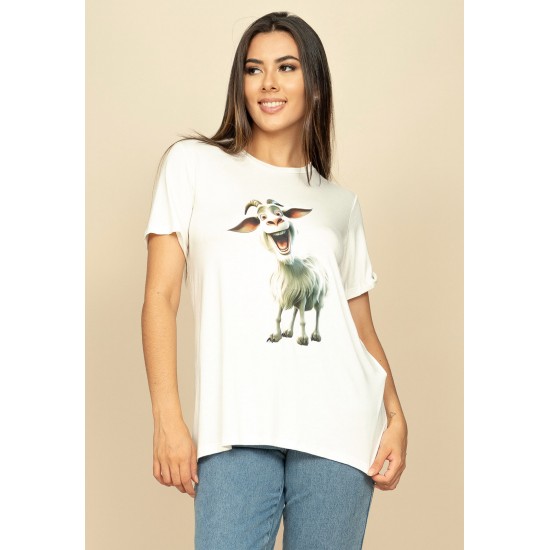 T- shirt Básica Bata Manga Curta Off White Cabrinha