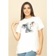 T- shirt Básica Bata Manga Curta Off White Elefante Fofo
