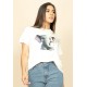 T- shirt Básica Bata Manga Curta Off White Elefante Fofo