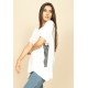 T-Shirt Ampla Malha Manga Curta Off White Gato Lateral