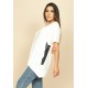 T-Shirt Ampla Malha Manga Curta Off White Gato Lateral