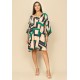 Vestido Curto Amplo Malha Estampa Chapada de Areia