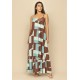 Vestido Longo Jataí Trapézio Malha Estampa Santa Rosa do Tocantins