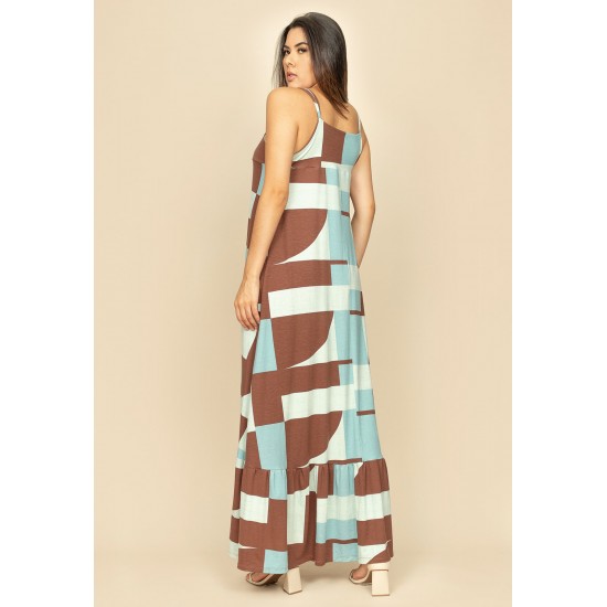 Vestido Longo Jataí Trapézio Malha Estampa Santa Rosa do Tocantins
