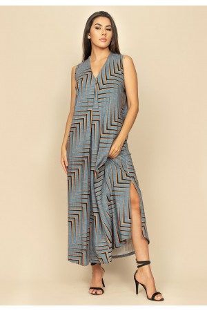 Vestido Longo Acará Malha Estampa Murici