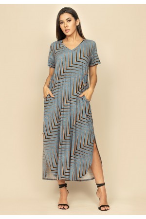 Vestido Midi Abapã Malha com Bolso Estampa Murici