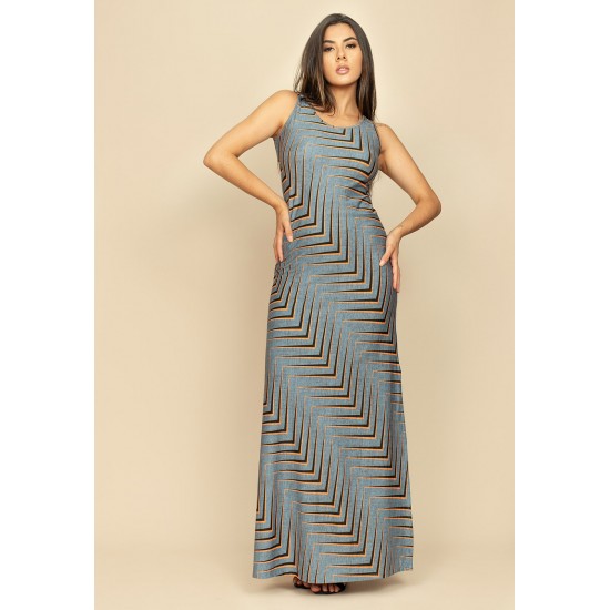 Vestido Longo Butiá Malha Regata Estampa Murici