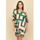 Vestido Curto Malha Morcego Estampa Chapada de Areia