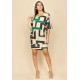 Vestido Curto Malha Morcego Estampa Chapada de Areia