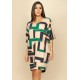 Vestido Curto Malha Morcego Estampa Chapada de Areia