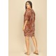 Vestido Curto Malha Morcego Estampa Palmas Terra