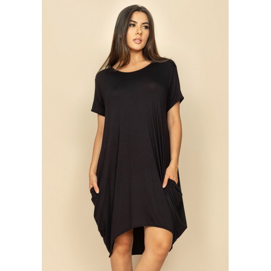 Vestido Curto Malha Amplo Always Preto