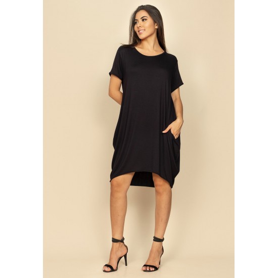 Vestido Curto Malha Amplo Always Preto