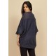 Kimono Ponto Tricot Manga Ampla Azul