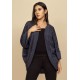 Kimono Ponto Tricot Manga Ampla Azul