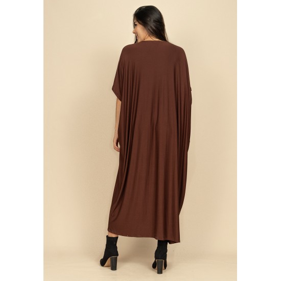 Vestido Kaftan Malha Saruel Marrom