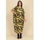 Vestido Kaftan Malha Saruel Estampa Folhas de Outono
