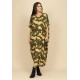 Vestido Kaftan Malha Saruel Estampa Folhas de Outono