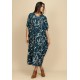Vestido Kaftan Malha Saruel Estampa Hibisco Blue