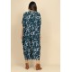 Vestido Kaftan Malha Saruel Estampa Hibisco Blue