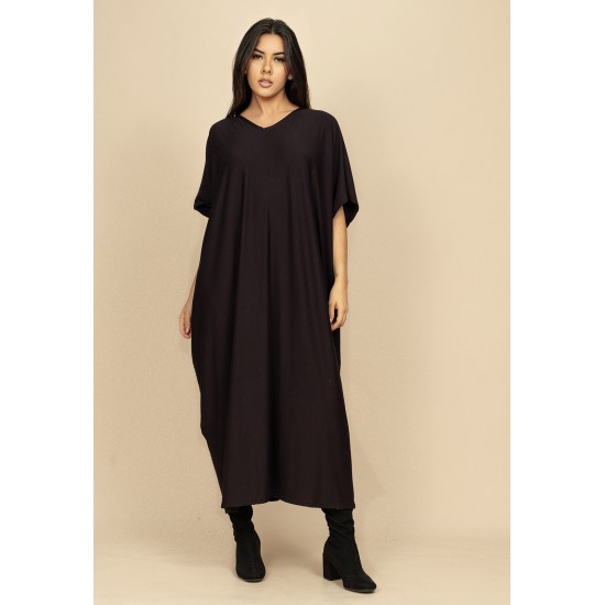 Vestido Kaftan Malha Saruel Preto