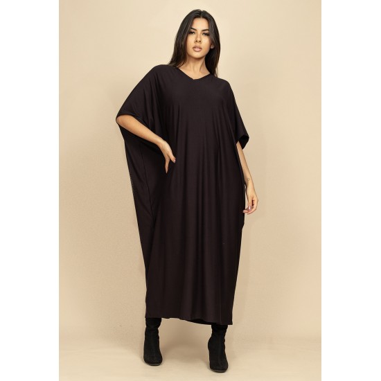 Vestido Kaftan Malha Saruel Preto