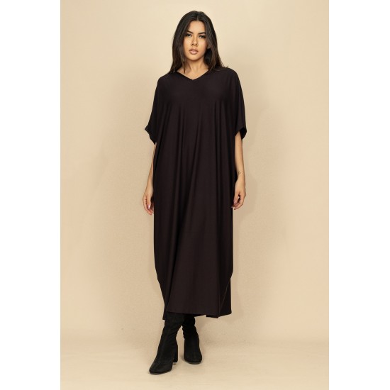 Vestido Kaftan Malha Saruel Preto