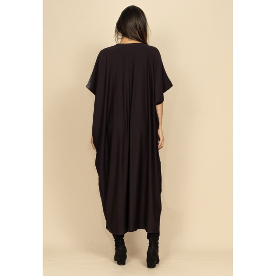 Vestido Kaftan Malha Saruel Preto