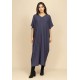 Vestido Kaftan Malha Saruel Azul Marinho