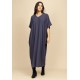 Vestido Kaftan Malha Saruel Azul Marinho