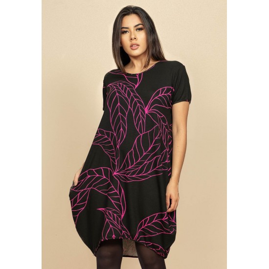 Vestido Curto Malha Amplo Always Estampa Antúrios Lilás