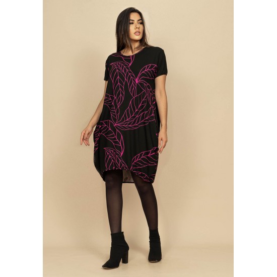 Vestido Curto Malha Amplo Always Estampa Antúrios Lilás