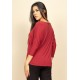 Blusa Morcego Ampla Manga 3/4 Bordô