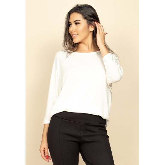 Blusa Morcego Ampla Manga 3/4 Off White