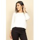 Blusa Morcego Ampla Manga 3/4 Off White