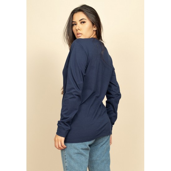 Camiseta de Algodão Manga Longa Cada Pessoa é um Mundo Azul Marinho