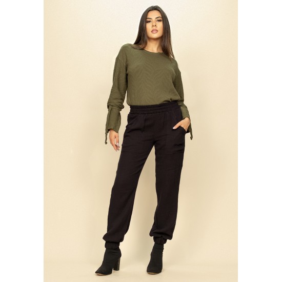 Calça Piaba de Algodão Preta