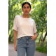 Blusa Básica Morcego Malha Gola Canoa Manga Curta Branca