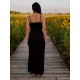 Vestido Longo Viscose Alça Fina Preto