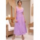 Vestido Midi Plano Estampa Lilás