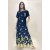 Vestido Longo Morcego Malha Floresce Azul