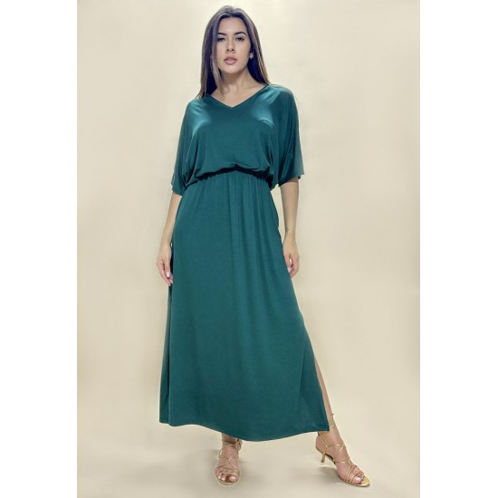 Vestido Longo Malha Verde Musgo