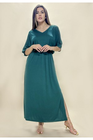 Vestido Longo Malha Verde Musgo