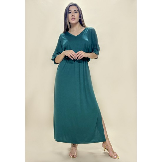 Vestido Longo Malha Verde Musgo