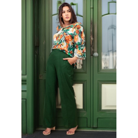Calça Pantalona Verde Musgo
