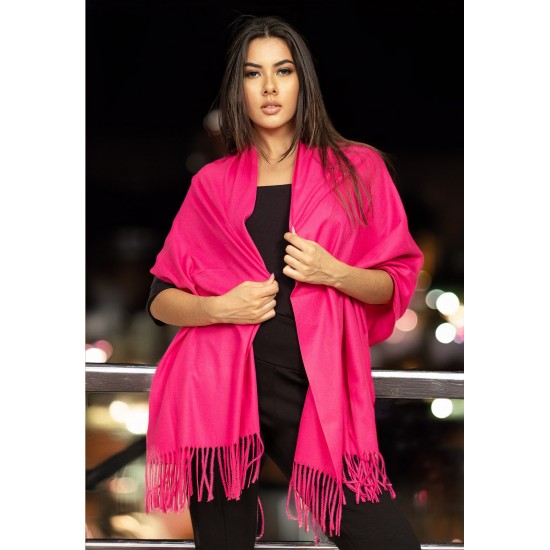 Echarpe Lenço Feminino Liso com Franja Pink