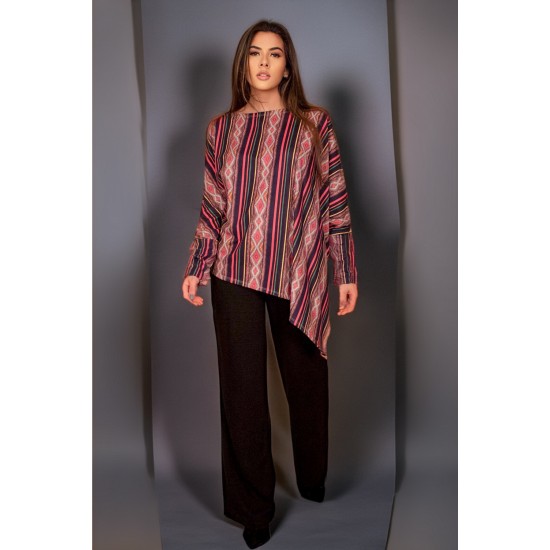 Blusa Ampla Boho Manga Longa Suede