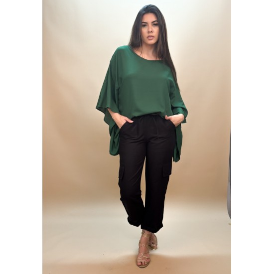 Blusa Poncho Baguari Amplo Estampa Verde Musgo