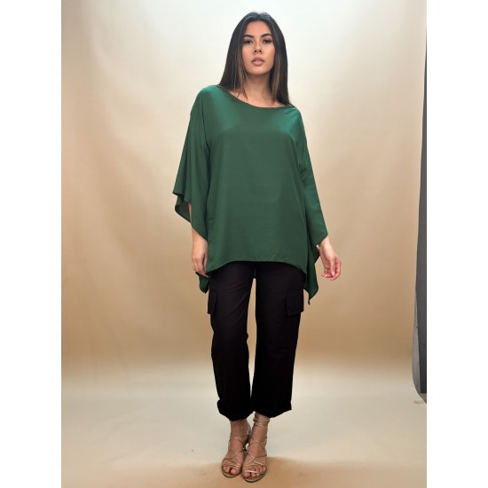 Blusa Poncho Baguari Amplo Estampa Verde Musgo