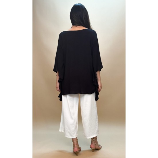 Blusa Poncho Baguari Amplo Estampa Preto